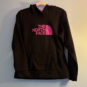 The North Face Black Hoodie with Pink Logo